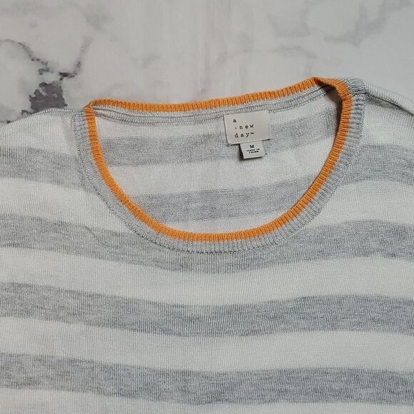 A New Day Gray/White Striped sweater - Picture 3 of 5